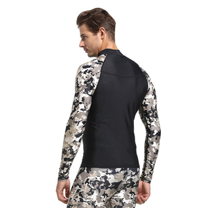 Custom Design Men's Long Sleeve Rash Guard Breathable Heat-Transfer Spandex/Polyester <b>Compression</b> Swim Shirt Windproof UPF50 - Product Image 4