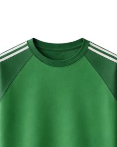 Green <b>White</b> Raglan Sleeve T <b>Shirt</b> Men Casual Summer Crew Neck Striped Shoulder Breathable Cotton Blend Soft Comfortable Wear - Product Image 5