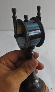 เครื่องส่งสัญญาณโทรเลขโบราณทองเหลืองรูปเรือ ของตกแต่งโต๊ะทำงานสไตล์ทะเล พร้อมฐานไม้ ของสะสม ของขวัญ - Product Image 4