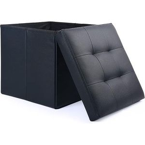 LotFancy Ottoman de rangement en cuir pliable 13x12x12 pouces, repose-pieds avec capacité de 260 lb - Product Image 1