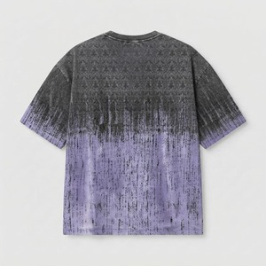 Men's Tie-Dye O-Neck Short Sleeve T-<b>Shirt</b> Regular Fit Woven Casual <b>Purple</b> Gray Gradient Pattern - Product Image 2