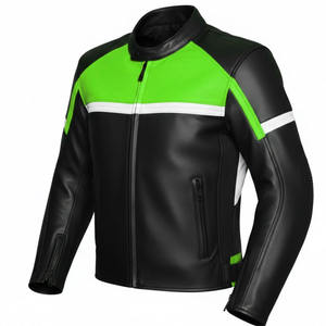 Chaqueta de Motociclista de Cuero Genuino Estampada al por Mayor, Tallas Grandes, con Cremallera, Hombros Acolchados, Impermeable y Transpirable - Product Image 4