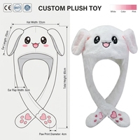 Chapeau en peluche interactif avec oreilles de lapin mobiles OEM ODM, couvre-chef animalier moelleux pour photos, costume de fête personnalisé, cadeau certifié CE ISO9001 EN71