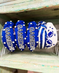 Nueva Diadema Deportiva Azul Rey para Fútbol, Cómoda, Hecha a Mano, con Cuentas, Pedrería y Detalles, para el Día del Partido - Product Image 5