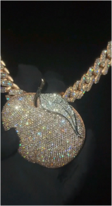 CONCEPTION Nuevo Collar con Colgante de Manzana Frutal Brillante y Lujoso, Chapado en Oro sobre Plata 925, con Moissanita Completa, para Hombre y Mujer, Estilo Hip Hop GRA - Product Image 4