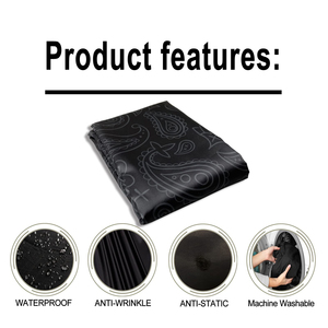 ผ้าคลุมตัดผมโพลีเอสเตอร์กันน้ำระดับมืออาชีพ พิมพ์ลายแบบซับลิเมชั่นตามสั่ง ปิดคอได้ ขนาดใหญ่ สำหรับช่างทำผม - Product Image 6