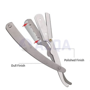 Rasoir de barbier professionnel en acier inoxydable avec poignée antidérapante et support de lame tranchante pour le modelage de la barbe, utilisation en salon - Product Image 2