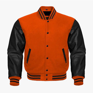 Vestes de sport personnalisées de luxe noires pour hommes, veste en cuir de vachette, veste de sport à manches en cuir pour hommes - Product Image 5