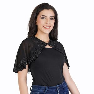 Ponchos/Capes/Envolturas de Georgette Bordados a Mano con Cuentas para Mujer - Product Image 3