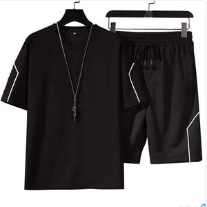 Nouveaux ensembles tendance pour hommes, deux pièces, 100% coton, shorts et t-shirt décontractés, style streetwear, 2 pièces - Product Image 5