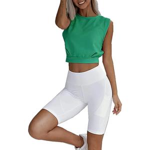 Nouveau design de survêtement, vente chaude, articles de sport d'été, ensemble élégant de survêtement deux pièces pour femme avec short et manches longues - Product Image 1