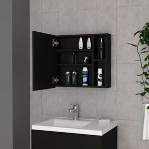 Queets armadietto dei medicinali a porta singola con due ripiani esterni e tre interni per la conservazione del bagno - Product Image 4