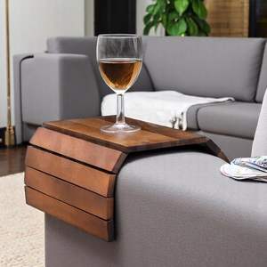 Table d'appoint portable en bois pour canapé, plateau pour collations, boissons, télécommande, organisateur pratique, accessoire domestique - Product Image 2