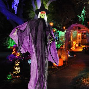 Decorazione di Halloween da 2,2 m a forma di strega con occhi luminosi e movimento automatico delle braccia - Product Image 4