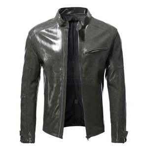 Veste en cuir pour homme, best-seller de l'hiver, col montant, logo sur le devant, légère, respirante, design unique, personnalisable - Product Image 1