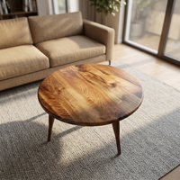 Table basse ronde en bois, style mid-century moderne, faite à la main, meubles de salon