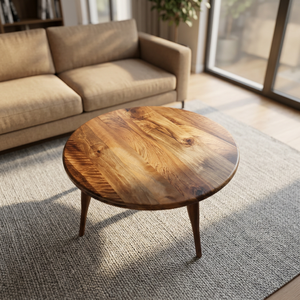 Round Wood <b>Coffee</b> <b>Table</b> <b>Midcentury</b> Modern Handmade Living Room Furniture - Product Image 5