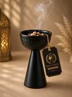 Brûleur d'encens de luxe en marbre vert avec plateau ondulé en métal, support pour Bakhoor, encensoir arabe pour encens, diffuseur de parfum d'intérieur