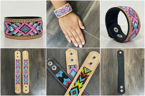 Último diseño de pulsera, pulsera de cuentas de cuero mecanizada a mano, pulsera Bohemia para mujer, correa de cuero genuino, joyería ajustable - Product Image 3