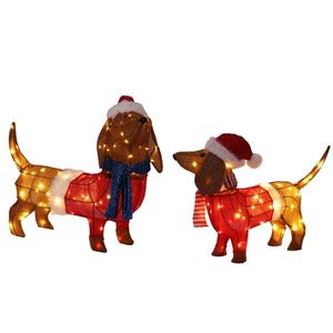 Set of 2 Lit Dachshund Dog Christmas Outdoor Decorations Pre-lit Holiday 115 Warm White <b>LED</b> Christmas <b>Ball</b> & Tree Ornaments Ind - Product Image 1