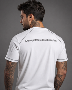 Khawaja Rafique Ullah Enterprises Men's <b>White</b> Short <b>Sleeve</b> <b>T</b>-<b>Shirt</b> Solid Pattern Oversized Fit O-Neck Casual Breathable Quick - Product Image 5