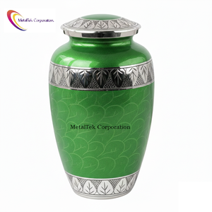 โกศโลหะทนทานสำหรับใส่เถ้ากระดูกมนุษย์ โถศพสีเขียวสำหรับตกแต่ง งานศพผู้ใหญ่ ภาชนะเก็บของที่ระลึกขนาดใหญ่ ผู้จำหน่าย - Product Image 1