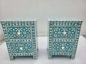 Durable Shell Inlay Round <b>Bedside</b> <b>Table</b> & Side <b>Table</b> Handmade Ottoman Furniture India <b>Antique</b> Imitation Style Crafting Crafts - Product Image 3