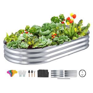 Jardinière en métal galvanisé 6 x 3 x 0,9 pi, bac de culture surélevé pour l'extérieur, base ouverte pour la culture de fleurs et de légumes - Product Image 5
