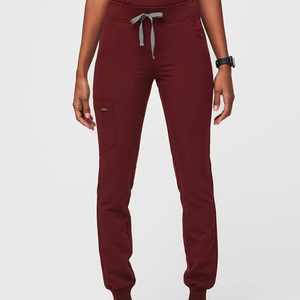 Premium Maroon Scrub <b>Set</b> Customize Hospital Nurse Uniform V-Neck Top Cargo Pants <b>Doctor</b> Nursing Workwear Medical Apparel Suits - Product Image 6