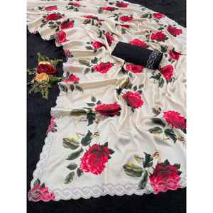 วิธีที่ดีที่สุดในการแสดงความมีระดับของคุณด้วยส่าหรีผ้าไหมซาตินสุดอลังการนี้ - Product Image 1