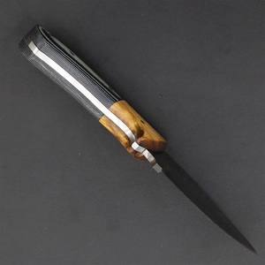 Couteau de chasse et d'abattage à lame fixe en acier Damas fait main de haute qualité, manche en bois, pointe tombante, utilitaire, garantie 3 ans - Product Image 4