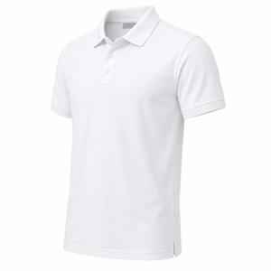 Polo en piqué blanc uni à manches courtes pour homme, décontracté, respirant, en coton tricoté, coupe classique - Product Image 3