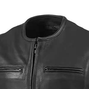 Chaleco de Cuero Negro para Hombre RTS de Primera Calidad, Chaqueta de Cuero sin Mangas con Cremallera, Estilo Casual Vintage, CP-MLV-08 - Product Image 3