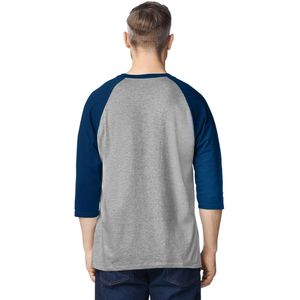 เสื้อยืดแขนสามส่วนสีเทากรมท่าสำหรับผู้ชาย ทรงเบสบอล ผ้าฝ้าย 100% เสื้อผ้าลำลองสำหรับเล่นกีฬา ระบายอากาศได้ดี คอกลม รับสกรีนโลโก้ ผลิตตามแบบ OEM ODM - Product Image 3