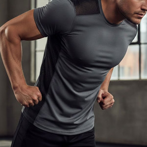 Camiseta ligera para hombre, transpirable, de manga corta, para entrenamiento físico, ejercicio y ropa deportiva diaria. - Product Image 6