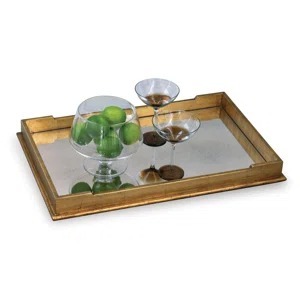 Plateau de rangement rectangulaire en métal miroir, à un seul niveau, design moderne, facile à nettoyer, organiseur de vaisselle pour utilisation sur table - Product Image 1