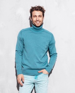 Sweat-shirt à col roulé pour homme, couleur unie, tricoté, coupe classique, vêtements décontractés d'automne - Product Image 5