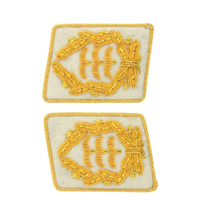 ตราสัญลักษณ์ปักลายตามสั่ง แบบเย็บติด ผ้าสีทอง รูปทรงสี่เหลี่ยมผืนผ้า สำหรับตกแต่งเครื่องแบบ - Product Image 1