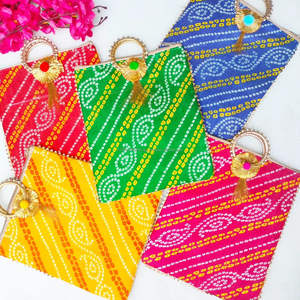Indian Ethnic Bandhej Designs <b>Bag</b> Wedding Return Gift Handbags Bridesmaid Hamper <b>Bag</b> Woman Purse Haldi, Mehndi, Sangeet Favor - Product Image 1