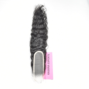 Extensiones de Cabello Humano Ondulado Natural Remy Indio con Cierre de Encaje 2*6, Cutícula Alineada, Color Negro, Doble Trama a Máquina, Venta al por Mayor - Product Image 6