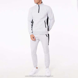 Top Brand Sweatsuit Vendor Plain Chándal Set para hombres 14 Zip Funnel Neck Wholesale Custom Brand logo Chándales de alta calidad - Product Image 1