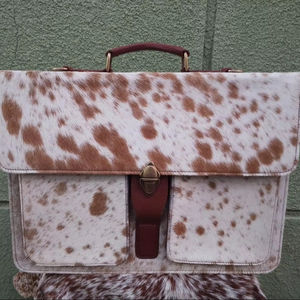 Maletín de Cuero Genuino con Pelo de Vaca, Estilo Vintage, Hecho a Mano, para Negocios, Portátil, Ligero y Duradero, LPBH-0001 - Product Image 1