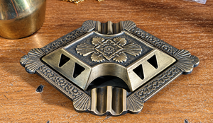 Antique Brass Ash Tray Ornate Decorative Cigarette <b>Ashtray</b> <b>Vintage</b> Metal Tabletop Ash Holder - Product Image 4
