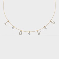 Collier avec pendentif couronne en forme de lettre d'amour plaqué or 14 carats |   Pendentif d'amour initial de luxe |   Collier de mariage délicat avec sertissage clos en laboratoire