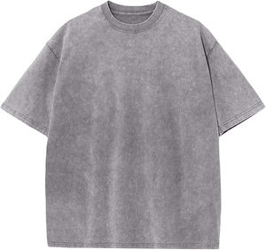 Camiseta de Hombre con Diseño Nuevo, Lavado Ácido, de la Mejor Calidad, Color Sólido, Talla Grande, Lisa - Product Image 1