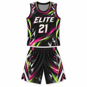 Ensemble d'uniformes de basketball personnalisés, maillot et short sublimés, col en U profond, vêtements de sport d'équipe en gros - Product Image 5