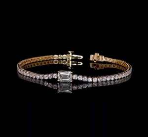 RAMDUT IMPEX GRA Certified Moissanite Tennis Bracelet Silver Plated Emerald Cut Teardrop Claw Set Sparkling Trendy Elegant - Product Image 1