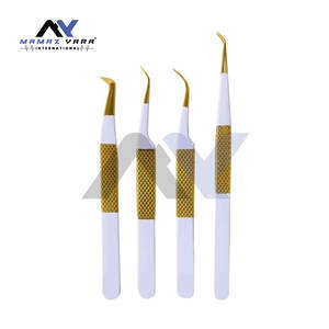 Ensemble de pinces de précision pour extensions de cils, kit professionnel d'extensions de cils avec poignée diamantée, couleur blanche, ensemble de 4 pièces - Product Image 2