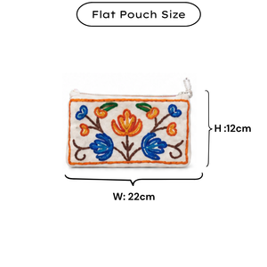 Kashimi Handcrafted Cotton Flat Pouch Assorted Set Bridal Gift Durable Lightweight Floral Design Aari Embroidery Sustainable - Product Image 6