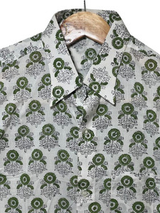 Camisa de Manga Larga Hecha a Mano 100% Algodón para Hombre, Estampado Floral con Bloques de Tinta |   Fabricante de Fábrica |   Suministro Global - Product Image 2